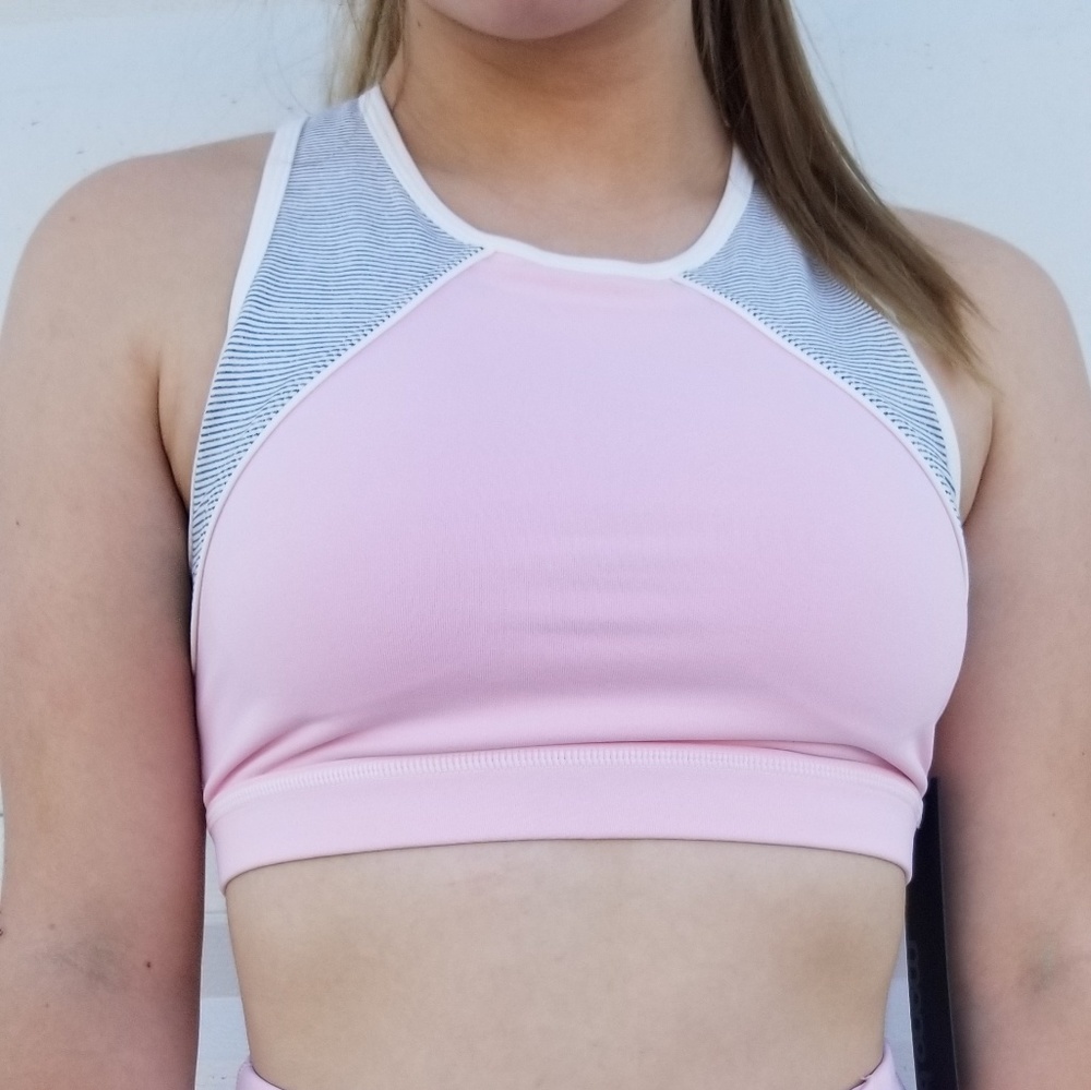 Pastel Color Block Striped Racerback Sports Bra